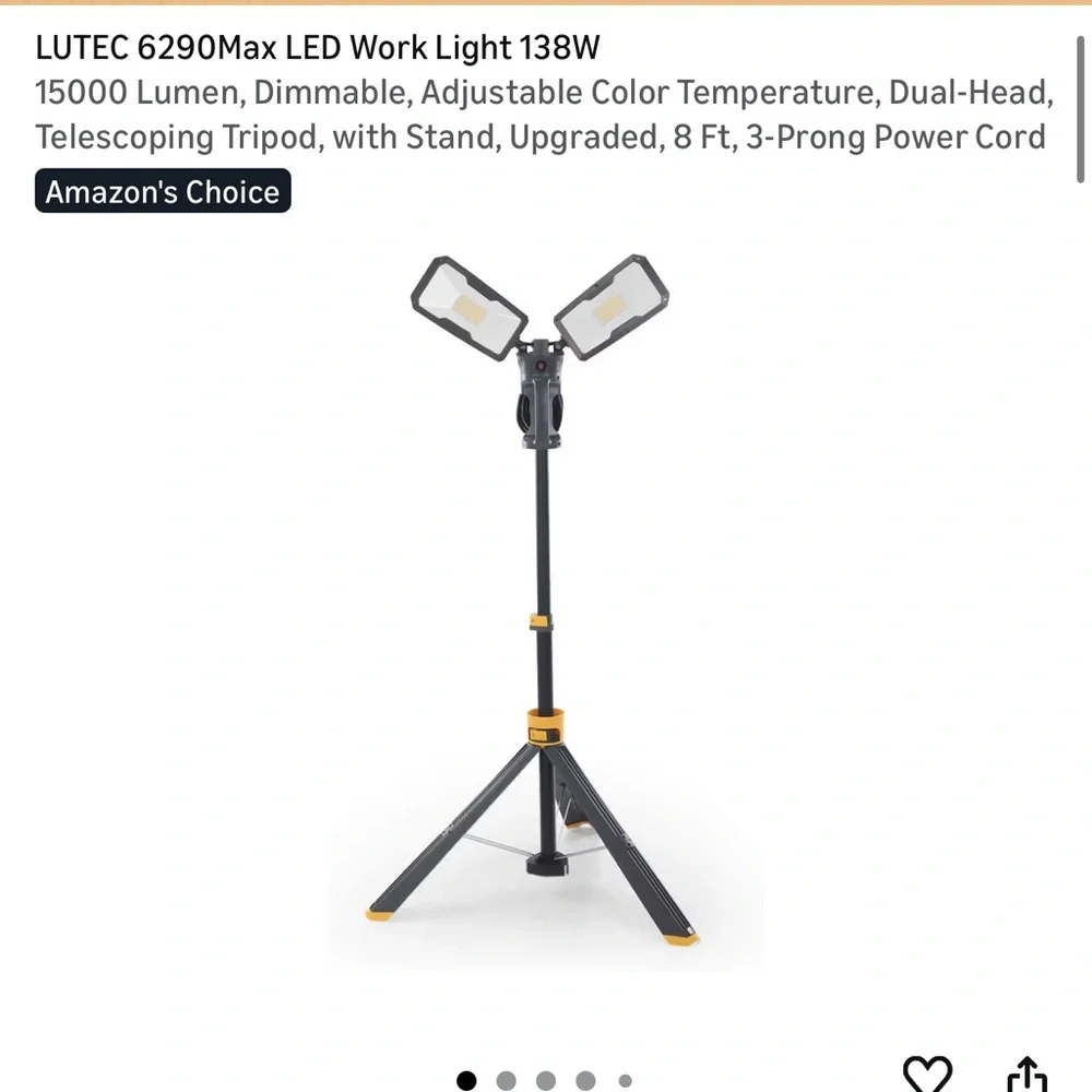 LED Work Light with Adjustable Tripod - Black and Yellow